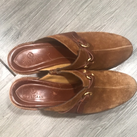 Cole Haan Warm Brown Suede & Leather Slip-On Clogs size 10 - Picture 2 of 11